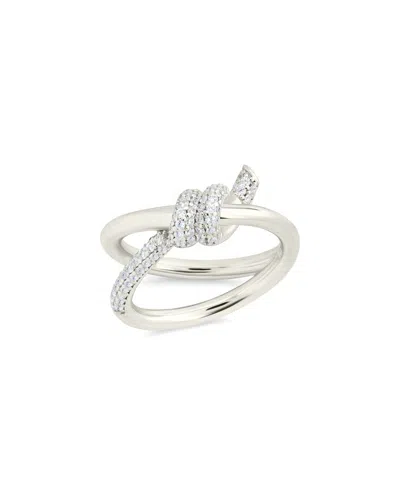Sterling Forever Silver Cz Irene Twisted Ring In Metallic