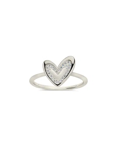 Sterling Forever Silver Cz Mabel Heart Ring In Metallic
