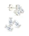 Sterling Forever Macy Baguette Cubic Zirconia Stud Earrings In Metallic