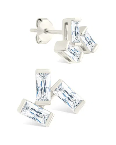 Sterling Forever Silver Cz Macy Stud Earrings In Metallic