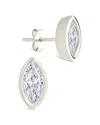 Sterling Forever Silver Cz Marquise Cut Bezel Set Stud Earrings In Metallic