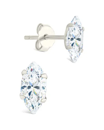 STERLING FOREVER STERLING FOREVER SILVER CZ MARQUISE CUT PRONG SET STUD EARRINGS