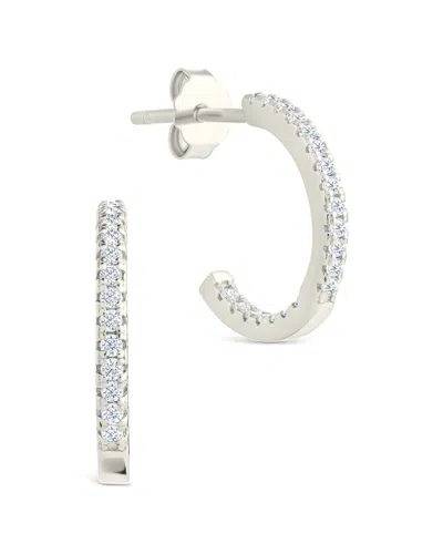 STERLING FOREVER STERLING FOREVER SILVER CZ MAUDE HOOP EARRINGS