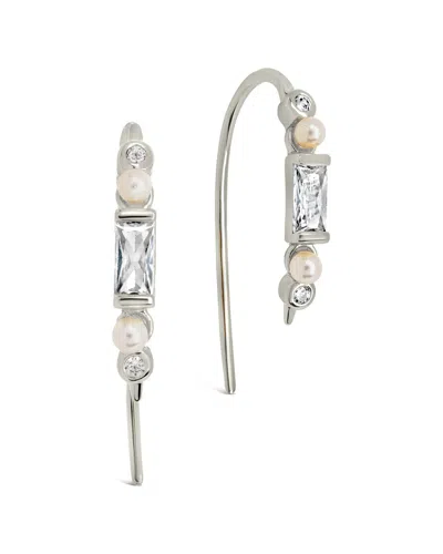 Sterling Forever Silver Cz Nadia Threader Earrings In Metallic