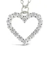 Sterling Forever Silver Cz Outline Heart Pendant Necklace