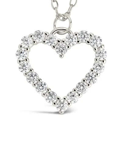 STERLING FOREVER STERLING FOREVER SILVER CZ OUTLINE HEART PENDANT NECKLACE