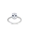 Sterling Forever Silver Cz Oval Ring In Silver