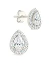 Sterling Forever Silver Cz Pear Cut Brilliant Halo Stud Earrings