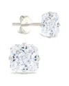 Sterling Forever Radiant Cut Cubic Zirconia Stud Earrings In Silver