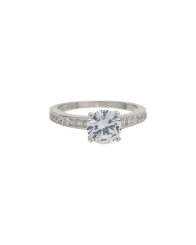 Sterling Forever Silver Cz Radiant Engagement Ring In Pattern