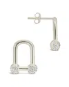 Sterling Forever Silver Cz Ramzee Stirrup Chain Stud Earrings