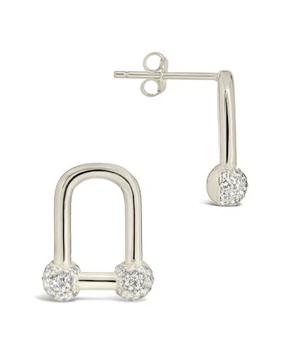 Sterling Forever Silver Cz Ramzee Stirrup Chain Stud Earrings