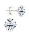 Sterling Forever Silver Cz Round Cut Prong Set Stud Earrings