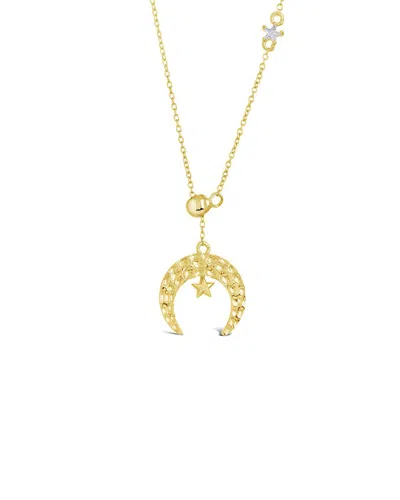 Sterling Forever Silver Cz Selene Lariat Necklace In Gold