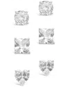Sterling Forever 14k Over Silver Cz Set Of 3 Statement Studs