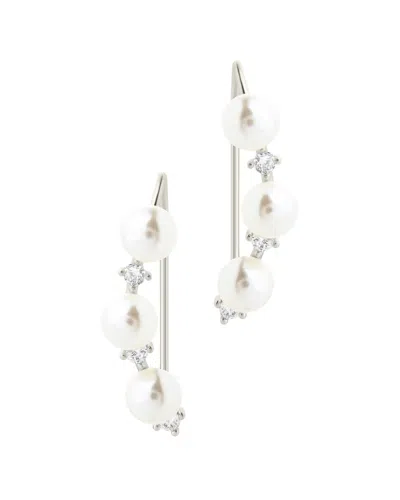 Sterling Forever Silver Cz Siena Threader Earrings In Green