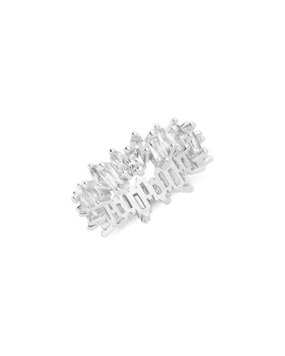 Sterling Forever Silver Cz Staggered Eternity Ring In Metallic