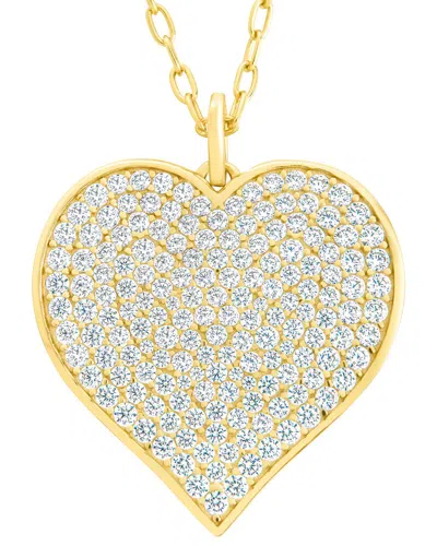 Sterling Forever Silver Cz Statement Necklace In Gold