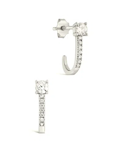 Sterling Forever Silver Cz Suspender Stud Earrings