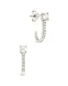 Sterling Forever Silver Cz Suspender Stud Earrings In Metallic