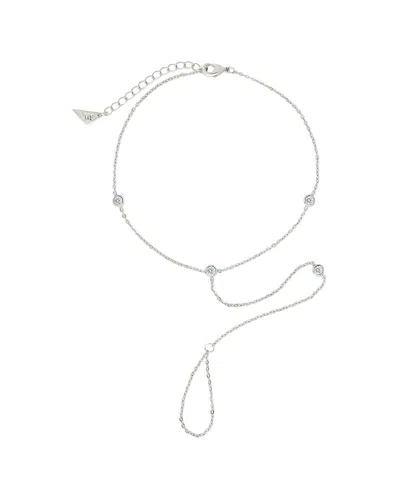 Sterling Forever Silver Cz Sylvia Chain Toe Anklet In Metallic