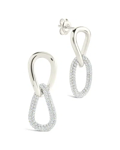 Sterling Forever Silver Cz Taissa Chain Link Stud Earrings
