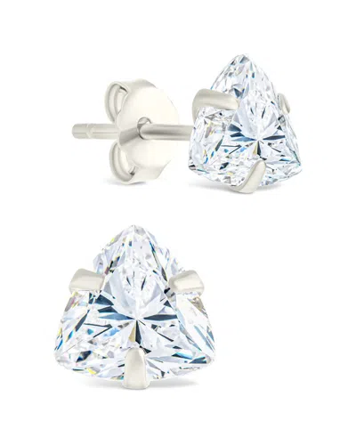 STERLING FOREVER STERLING FOREVER SILVER CZ TRILLION CUT PRONG SET STUD EARRINGS
