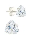 Sterling Forever Silver Cz Trillion Cut Prong Set Stud Earrings In Metallic