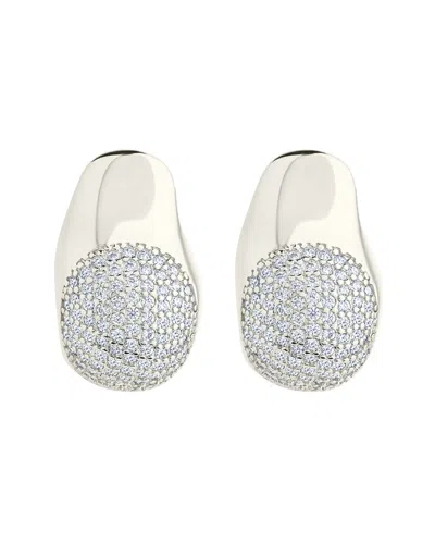 Sterling Forever Silver Cz Wesley Statement Huggie Hoop Earrings In Metallic
