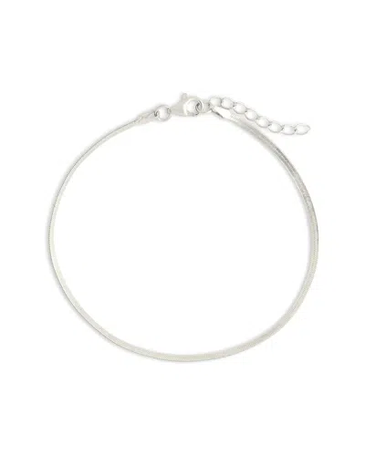 Sterling Forever Silver Herringbone Chain Bracelet In Metallic