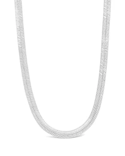 Sterling Forever Silver Herringbone Chain Necklace In Metallic