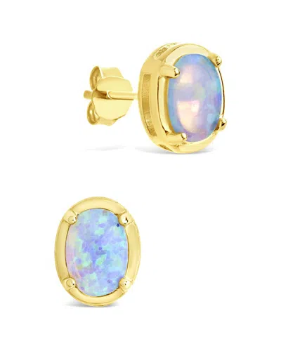 STERLING FOREVER STERLING FOREVER SILVER OPAL OVAL STUD EARRINGS