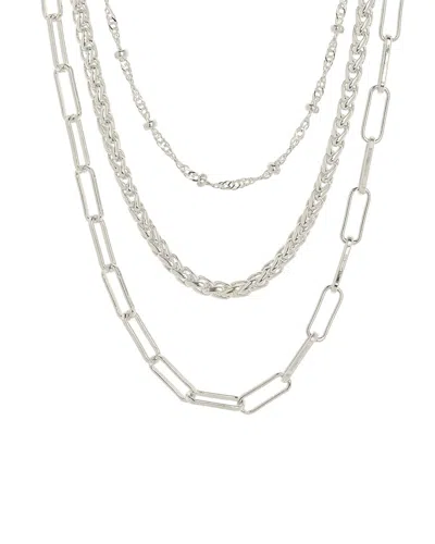 Sterling Forever Silver Parisa Layered Chain Necklace In Metallic