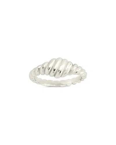 Sterling Forever Silver Paula Ribbed Ring In Metallic