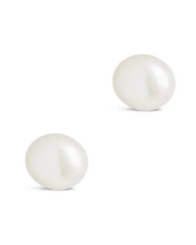 Sterling Forever Silver Pearl Baroque Stud Earrings In Brown