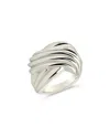 Sterling Forever Silver Plie Textured Statement Ring In Green
