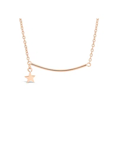 Sterling Forever Silver Polished Bar & Star Drop Necklace