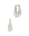 Sterling Forever Silver Ripple Statement Hoop Earrings In Metallic