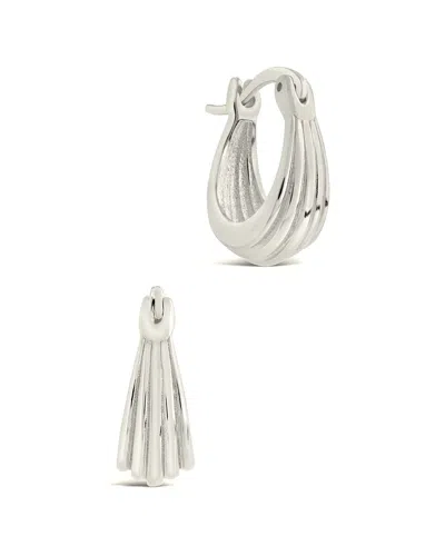 Sterling Forever Silver Ripple Statement Hoop Earrings