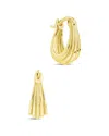Sterling Forever Silver Ripple Statement Hoop Earrings In Gold