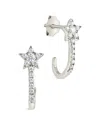 Sterling Forever Cubic Zirconia Star Hoop Earrings In Metallic