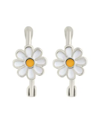 Sterling Forever Silver Stella Flower Micro Hoop Earrings In Metallic