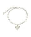 Sterling Forever Rhodium Plated Beating Heart Charm Bracelet In Silver