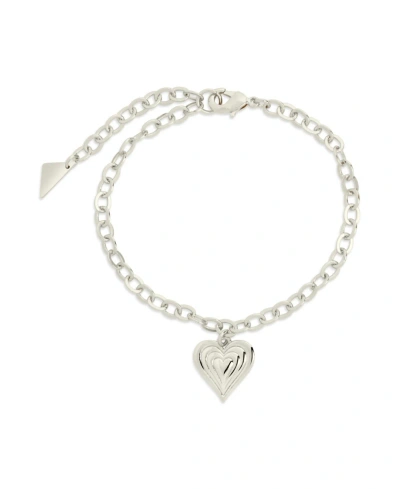Sterling Forever Silver-tone Or Gold-tone Beating Heart Charm Bracelet