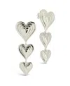 Sterling Forever Beating Heart Linear Drop Earrings In Silver