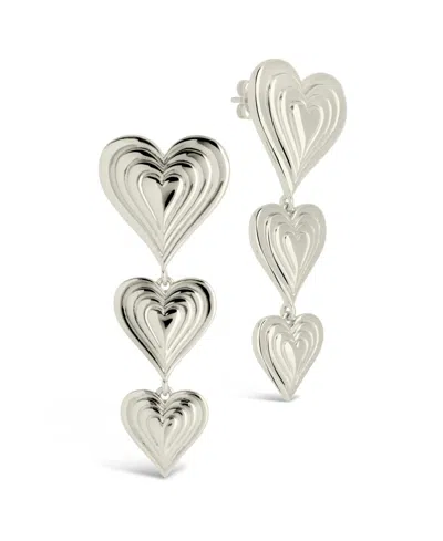 STERLING FOREVER SILVER-TONE OR GOLD-TONE BEATING HEART DROP STUDS