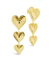 Sterling Forever Beating Heart Linear Drop Earrings In Gold