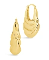 Sterling Forever Manon Textured Statement Hoop Earrings In Gold