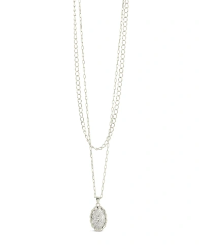 Sterling Forever Silver-tone Or Gold-tone Cubic Zirconia Round Pendant Galette Layered Necklace