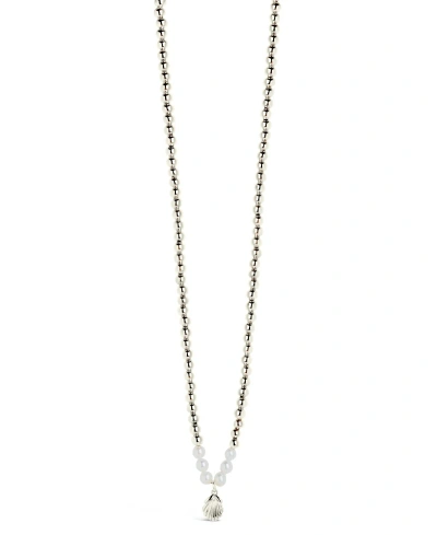 Sterling Forever Silver-tone Or Gold-tone Cultured Pearl And Shell Pendant Marjorie Necklace
